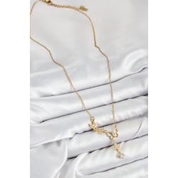 Mey İthalat® 316L Çelik Zirkon Taşlı Kelebek Model Gold Renk Kadın Kolye