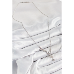 Mey İthalat® 316L Çelik Zirkon Taşlı Kelebek Model Gümüş Renk Kadın Kolye