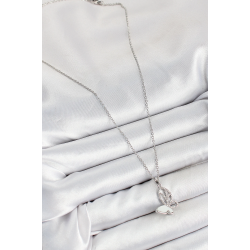 Mey İthalat® 316L Çelik Zirkon Taşlı Kelebek Model Gümüş Renk Kadın Kolye