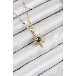 Mey İthalat® 316L Çelik Zirkon Taşlı Kutup Yıldızı Model Gold Renk Kadın Kolye