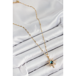 Mey İthalat® 316L Çelik Zirkon Taşlı Kutup Yıldızı Model Gold Renk Kadın Kolye