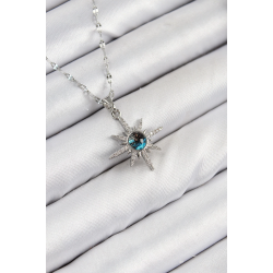 Mey İthalat® 316L Çelik Zirkon Taşlı Kutup Yıldızı Model Gümüş Renk Kadın Kolye