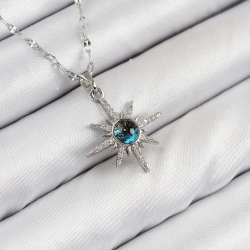 Mey İthalat® 316L Çelik Zirkon Taşlı Kutup Yıldızı Model Gümüş Renk Kadın Kolye