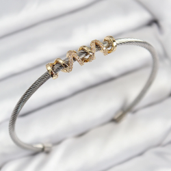 Mey İthalat® 316L Çelik Zirkon Taşlı Model Gold Ve Gümüş Renk Kadın Bileklik