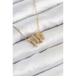 Mey İthalat® 316L Çelik Zirkon Taşlı Sarmal Model Gold Renk Kadın Kolye