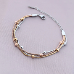 Mey İthalat® 316L Kararmaz Çelik Gümüş Renk Top Zincirli Kadın Bileklik