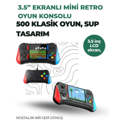 Mey İthalat® 3.5 İnç Ekranlı Klasik Oyun Konsolu – 500 Dahili Oyun