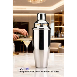 Mey İthalat® 350 ml Inox Shaker - Kokteyl Karıştırma Kabı  Süzgeçli Bar Shaker Paslanmaz Çelik