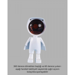 Mey İthalat® 360° Ayarlanabilir Başlıklı Astronot Gece Lambası