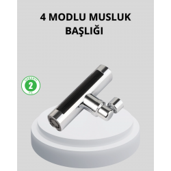 Mey İthalat® 360° Dönebilen Musluk Başlığı 4 Fonksiyonlu Su Tasarruflu ve Dayanıklı