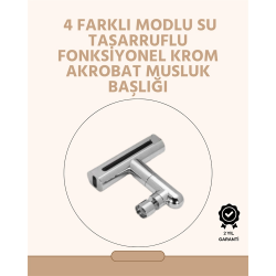 Mey İthalat® 360° Dönüşlü Su Akışı Başlığı | 4'ü 1 Arada Kullanım