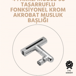 Mey İthalat® 360° Dönüşlü Su Akışı Başlığı | 4'ü 1 Arada Kullanım