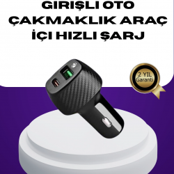 Mey İthalat® 38W Çift Çıkışlı Araç Şarj Cihazı – Type-C ve USB PD Destekli