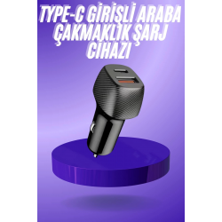 Mey İthalat® 38W USB Type-C Girişli Oto Çakmaklık Araç İçi Hızlı Şarj Çakmaklık Şarj Aleti