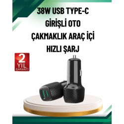 Mey İthalat® 3A Güç Kapasiteli USB & Type-C Çakmaklık Şarj Adaptörü