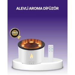 Mey İthalat® 3D Alev Efektli Hava Nemlendirici – Uzaktan Kumandalı ve 8 Saat Çalışma Süreli