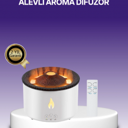 Mey İthalat® 3D Alev Efektli Hava Nemlendirici – Uzaktan Kumandalı ve 8 Saat Çalışma Süreli