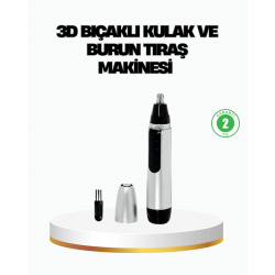 Mey İthalat® 3D Bıçaklı Burun ve Kulak Tıraş Makinesi Pil ile Çalışan Taşınabilir Model