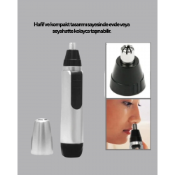 Mey İthalat® 3D Bıçaklı Burun ve Kulak Tıraş Makinesi Pil ile Çalışan Taşınabilir Model