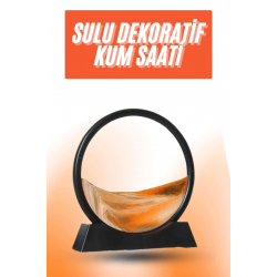 Mey İthalat® 3D LED Işıklı Kum Saati Gece Lambası Hareketli Sulu Kum Saati Orta Boy