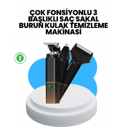 Mey İthalat® 3’ü 1 Arada Erkek Bakım Makinesi – Paslanmaz Çelik Başlıklı Şarjlı Tıraş Seti