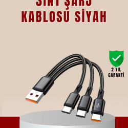 Mey İthalat® 3’ü 1 Arada Hızlı Şarj Kablosu – iOS Android Type-C Uyumlu