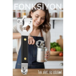 Mey İthalat® 3’ü 1 Arada Konserve Açacağı – Şişe Açacağı ve Kapak Kaldıracı Paslanmaz Çelik