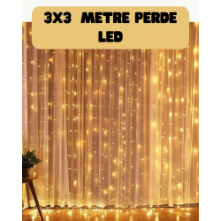Mey İthalat® 3x3 Metre Perde LED Işık Sıcak  Şelale Tasarım Dekoratif Aydınlatma