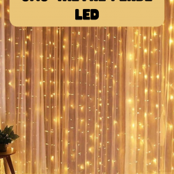 Mey İthalat® 3x3 Metre Perde LED Işık Sıcak  Şelale Tasarım Dekoratif Aydınlatma