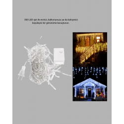 Mey İthalat® 3x3 Metre Perde LED Işık Sıcak  Şelale Tasarım Dekoratif Aydınlatma