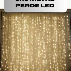 Mey İthalat® 3x3 Perde LED Işık Şelale Model Özel Gün Dekoratif Aydınlatma