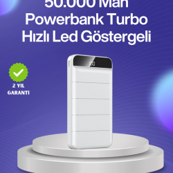 Mey İthalat® 4 Cihazı Aynı Anda Şarj Edebilen Güçlü Powerbank 50000 mAh
