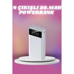Mey İthalat® 4 Çıkışlı 20.000 MAH Powerbank Taşınabilir Çoklu Giriş