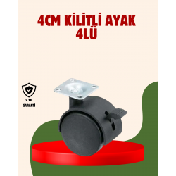 Mey İthalat® 4 cm Kilitli Döner Ayak 4 Adet Sehpa ve Mobilya Ayağı