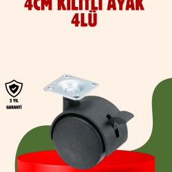 Mey İthalat® 4 cm Kilitli Döner Ayak 4 Adet Sehpa ve Mobilya Ayağı