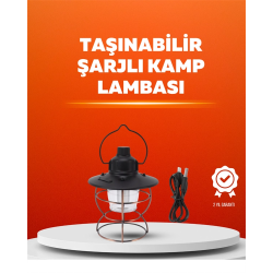 Mey İthalat® 4 Fonksiyonlu Dekoratif Kamp Lambası – Tungsten Ampul, USB Çıkışlı