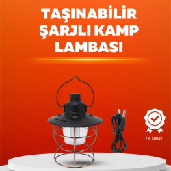 Mey İthalat® 4 Fonksiyonlu Dekoratif Kamp Lambası – Tungsten Ampul, USB Çıkışlı