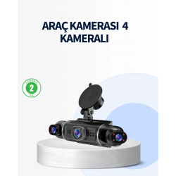 Mey İthalat® 4 Kameralı Araç İçi Kamera 1080P GPS Takip WiFi Gece Görüşlü