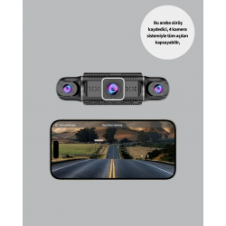 Mey İthalat® 4 Kameralı Araç İçi Kamera 1080P GPS Takip WiFi Gece Görüşlü