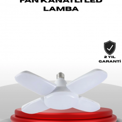 Mey İthalat® 4 Kollu Katlanır Pervane LED Ampül 60 Watt Yüksek Aydınlatma ve Enerji Tasarrufu