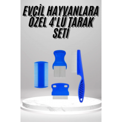 Mey İthalat® 4'lü Bit Evcil Hayvan Tarak Seti Kedi Köpek Bit Tarak Seti Pire Tarağı