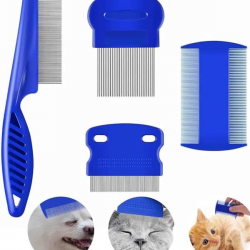 Mey İthalat® 4'lü Bit Pire Tarağı Set Kedi Köpek Evcil Hayvan Tüy Toplayıcı Mavi