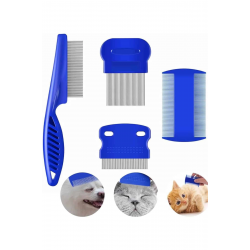 Mey İthalat® 4'lü Bit Pire Tarağı Set Kedi Köpek Evcil Hayvan Tüy Toplayıcı Mavi