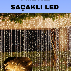 Mey İthalat® 4 Metre Icicle Şelale Led Perde Işık Sarı Aydınlatma
