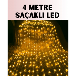 Mey İthalat® 4 Metre Icicle Şelale Led Yılbaşı Perde Işık Sıcak Ambiyans