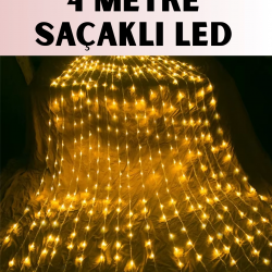 Mey İthalat® 4 Metre Icicle Şelale Led Yılbaşı Perde Işık Sıcak Ambiyans