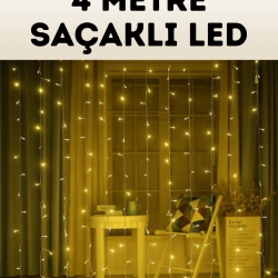 Mey İthalat® 4 Metre Şelale Perde Led Işık Dış Mekan İç Mekan Uyumlu