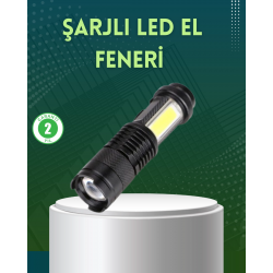 Mey İthalat® 4 Modlu USB Şarjlı LED El Feneri Kamp ve Outdoor