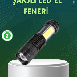 Mey İthalat® 4 Modlu USB Şarjlı LED El Feneri Kamp ve Outdoor