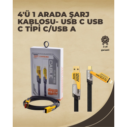 Mey İthalat® 4'ü 1 Arada Metal Hızlı Veri Kablosu – 65W Güç, 27W iPhone Desteği, 480Mbps Aktarım